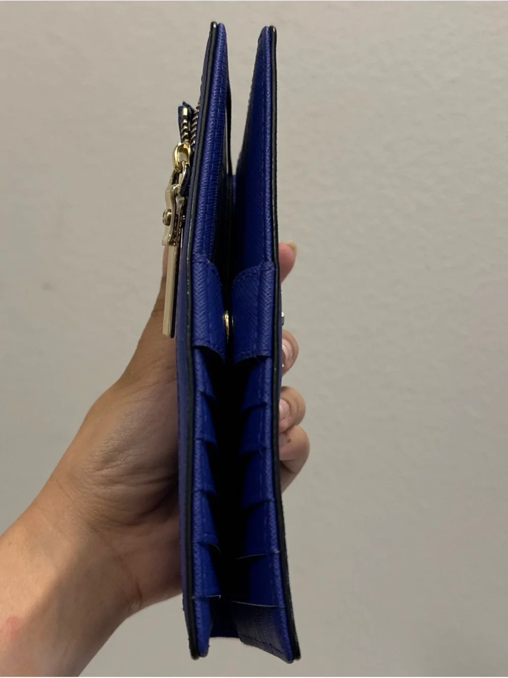 kate spade cobalt blue saffiano zip wallet